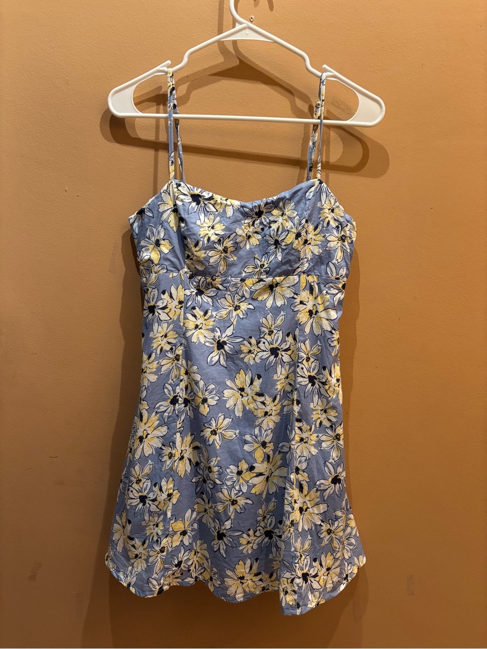 Lulus Blossom Together Light Blue Floral Print Cutout Mini Dress Size Medium